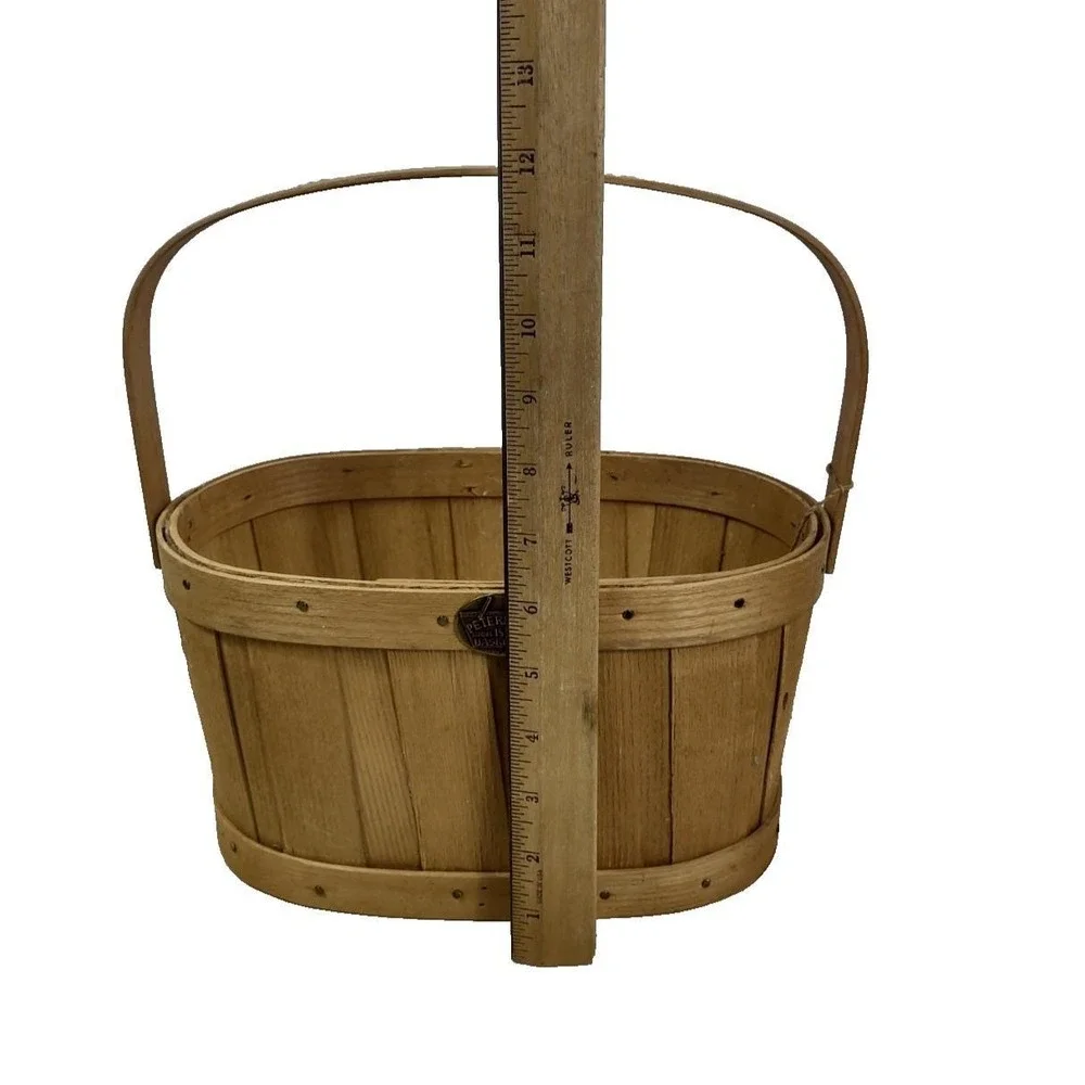 Vtg Handmade Peterboro Storage Basket Farmhouse Country Original Tags
